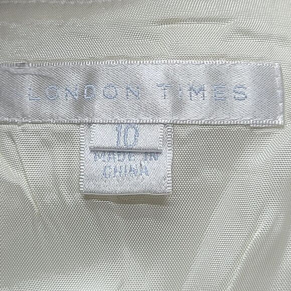 London Times Dress Womens 10 Ivory Black Lace Floral Embroidered Sheath Cocktail - Picture 8 of 10